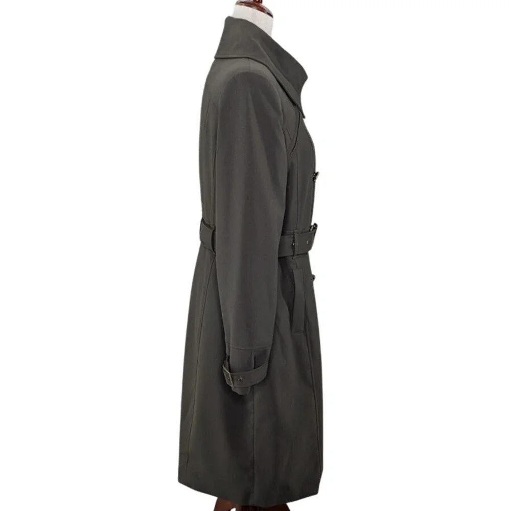 Vintage Green Military Trench‎ Coat Kristen Blake Studio Collection Belted M - Picture 3 of 7